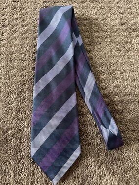 Striped Purple and Gray Men's Tie